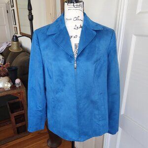 Evan-Picone Faux Suede Blue Zip Jacket Sz 12